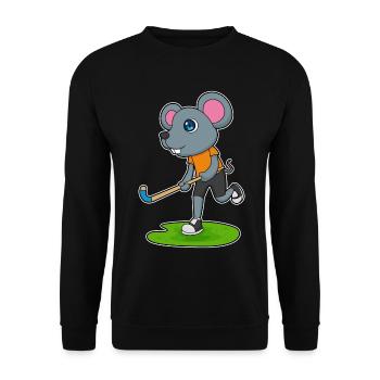 Mouse Field Hockey Field Hockey Stick - Unisex Sweatshirt - black - Front - Alina (178cm) & Michal (187cm)