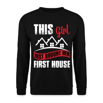 New Homeowner Girl just bought her first House - Unisex Sweatshirt - black - Front - Alina (178cm) & Michal (187cm)