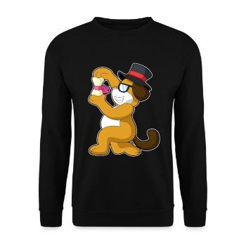 Mariage avec le marié chien avec haut-de-forme - Sweat-shirt Unisexe - noir - Devant - Alina (178cm) & Michal (187cm)