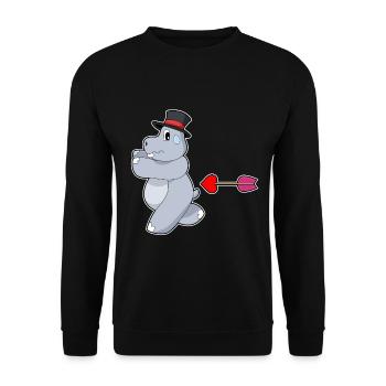 Nilpferd Bräutigam Zylinder Hochzeit - Unisex Pullover - Schwarz - Vorne - Alina (178cm) & Michal (187cm)
