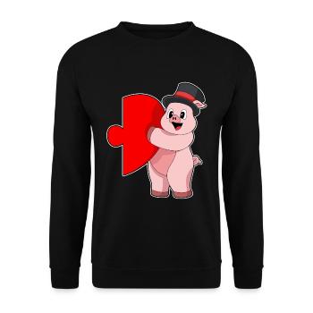 Schwein Bräutigam Herz Hochzeit - Unisex Pullover - Schwarz - Vorne - Alina (178cm) & Michal (187cm)