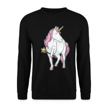 Unicorn Wizard Wand - Unisex Sweatshirt - black - Front - Alina (178cm) & Michal (187cm)