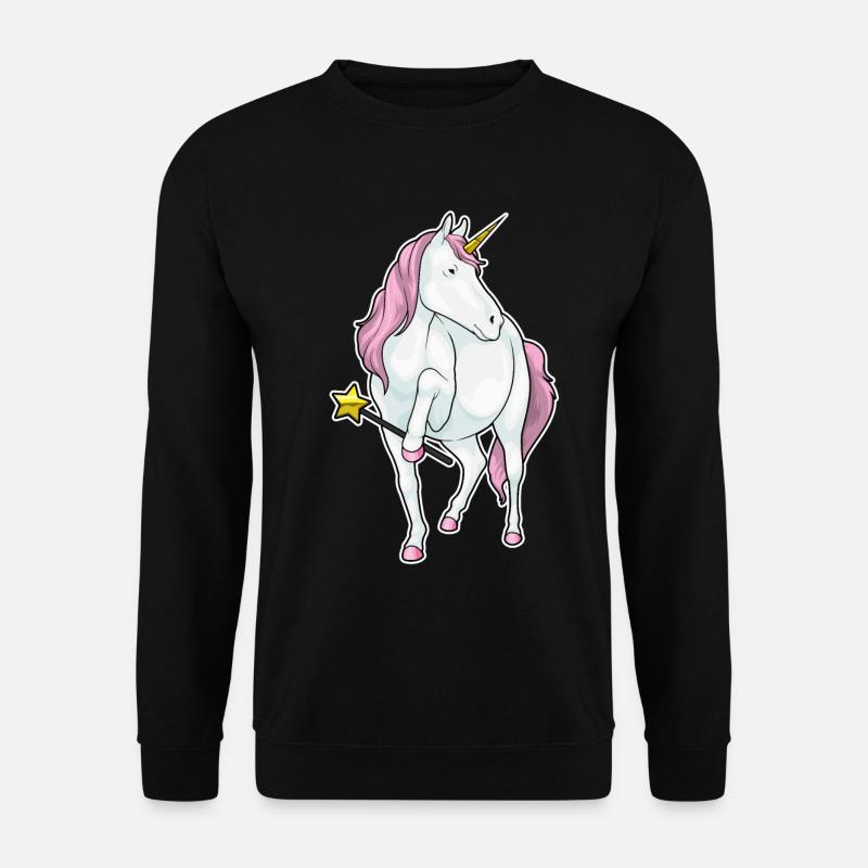Einhorn Zauberer Zauberstab - Unisex Pullover - Schwarz