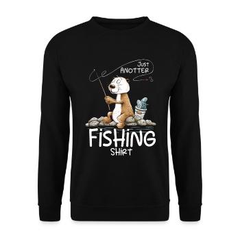Droll Angler Otter Fishing Saying Fishing Shirt - Unisex Sweatshirt - black - Front - Alina (178cm) & Michal (187cm)