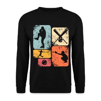 Baseball - Unisex Pullover - Schwarz - Vorne - Alina (178cm) & Michal (187cm)