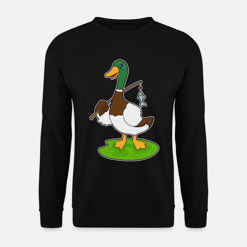 Ente Angler Fisch Angeln - Unisex Pullover - Schwarz