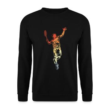 Badmintonspieler Zeichnung - Unisex Pullover - Schwarz - Vorne - Alina (178cm) & Michal (187cm)