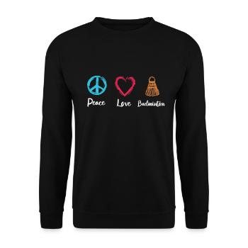 Peace Love Badminton - Unisex Sweatshirt - black - Front - Alina (178cm) & Michal (187cm)