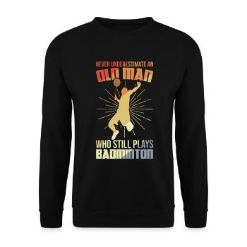 Badminton Großvater - Unisex Pullover - Schwarz - Vorne - Alina (178cm) & Michal (187cm)