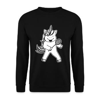 Einhorn Badminton - Unisex Pullover - Schwarz - Vorne - Alina (178cm) & Michal (187cm)
