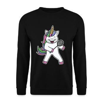Badminton Einhorn - Unisex Pullover - Schwarz - Vorne - Alina (178cm) & Michal (187cm)