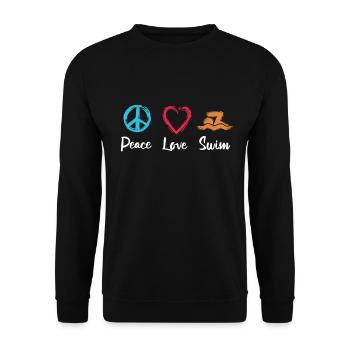 Frieden Liebe Schwimmen - Unisex Pullover - Schwarz - Vorne - Alina (178cm) & Michal (187cm)