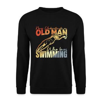 Großvater Schwimmer - Unisex Pullover - Schwarz - Vorne - Alina (178cm) & Michal (187cm)