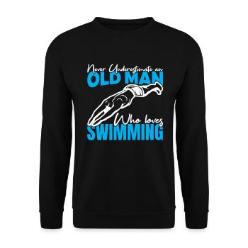 Never underestimate an old swimmer - Unisex Sweatshirt - black - Front - Alina (178cm) & Michal (187cm)