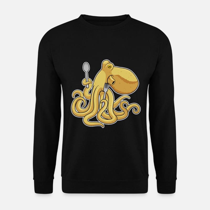 Krake Besteck Kochen Küche - Unisex Pullover - Schwarz