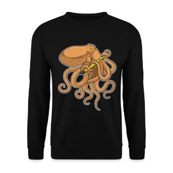 Octopus Musician Flute Music - Unisex Sweatshirt - black - Front - Alina (178cm) & Michal (187cm)