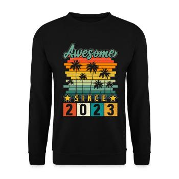 2023 Anniversaire Né Année de naissance millésime - Sweat-shirt Unisexe - noir - Devant - Alina (178cm) & Michal (187cm)