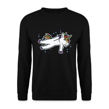 Schwimmer Einhorn - Unisex Pullover - Schwarz - Vorne - Alina (178cm) & Michal (187cm)