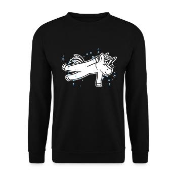Einhorn Schwimmer - Unisex Pullover - Schwarz - Vorne - Alina (178cm) & Michal (187cm)