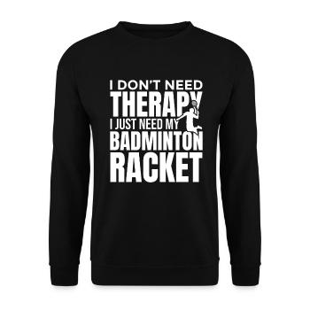Lustiger Badminton Witz - Unisex Pullover - Schwarz - Vorne - Alina (178cm) & Michal (187cm)