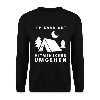 Ich kann gut Menschen umgehen – Camping - Unisex Pullover - Schwarz - Vorne - Alina (178cm) & Michal (187cm)