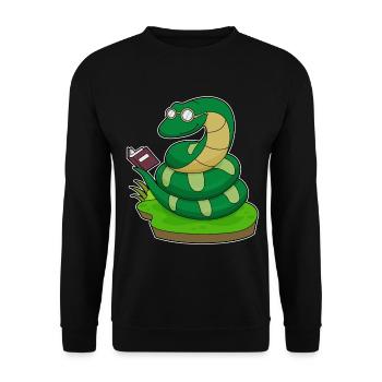 Snake Nerd Book Glasses - Unisex Sweatshirt - black - Front - Alina (178cm) & Michal (187cm)