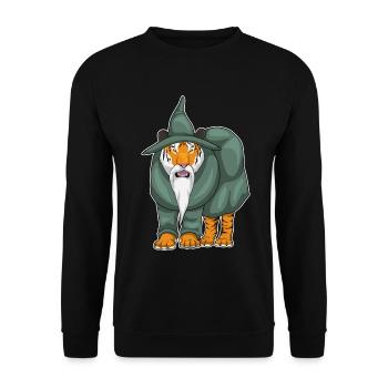 Tiger Halloween Wizard - Unisex Sweatshirt - black - Front - Alina (178cm) & Michal (187cm)