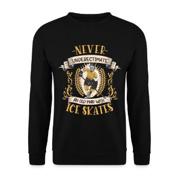 Eishockey Eishockeyspieler Schlittschuhe Geschenk - Unisex Pullover - Schwarz - Vorne - Alina (178cm) & Michal (187cm)