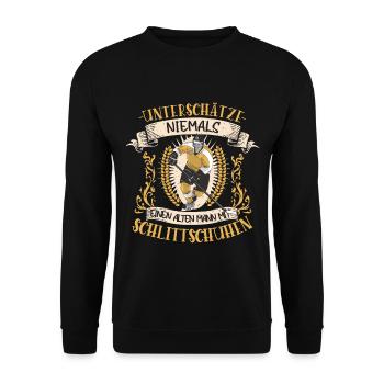 Eishockey Eishockeyspieler Schlittschuhe Geschenk - Unisex Pullover - Schwarz - Vorne - Alina (178cm) & Michal (187cm)