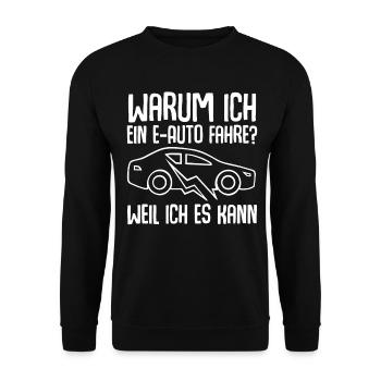 E-Auto Elektroauto - Unisex Pullover - Schwarz - Vorne - Alina (178cm) & Michal (187cm)