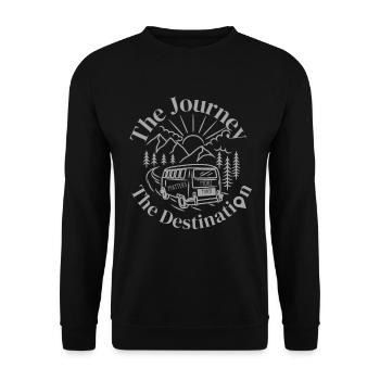 The Journey Matters More - Camping Travel Lover - Unisex Pullover - Schwarz - Vorne - Alina (178cm) & Michal (187cm)