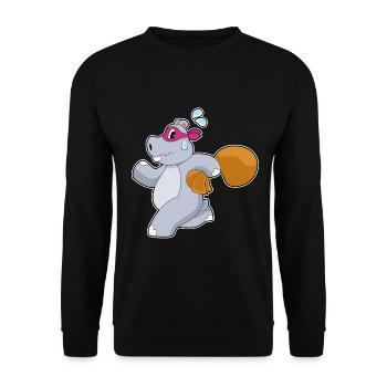 Nilpferd Bandit Geldsack - Unisex Pullover - Schwarz - Vorne - Alina (178cm) & Michal (187cm)