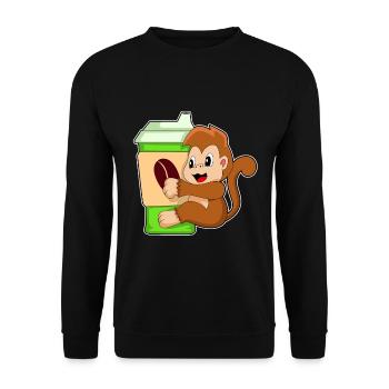 Affe Coffee to go Becher - Unisex Pullover - Schwarz - Vorne - Alina (178cm) & Michal (187cm)