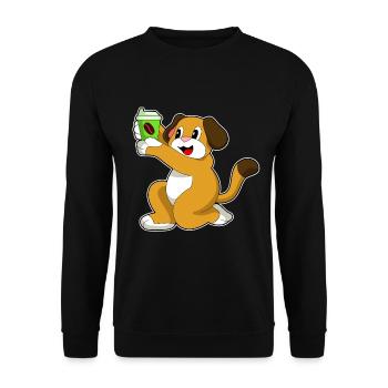 Hund Coffee to go Becher - Unisex Pullover - Schwarz - Vorne - Alina (178cm) & Michal (187cm)