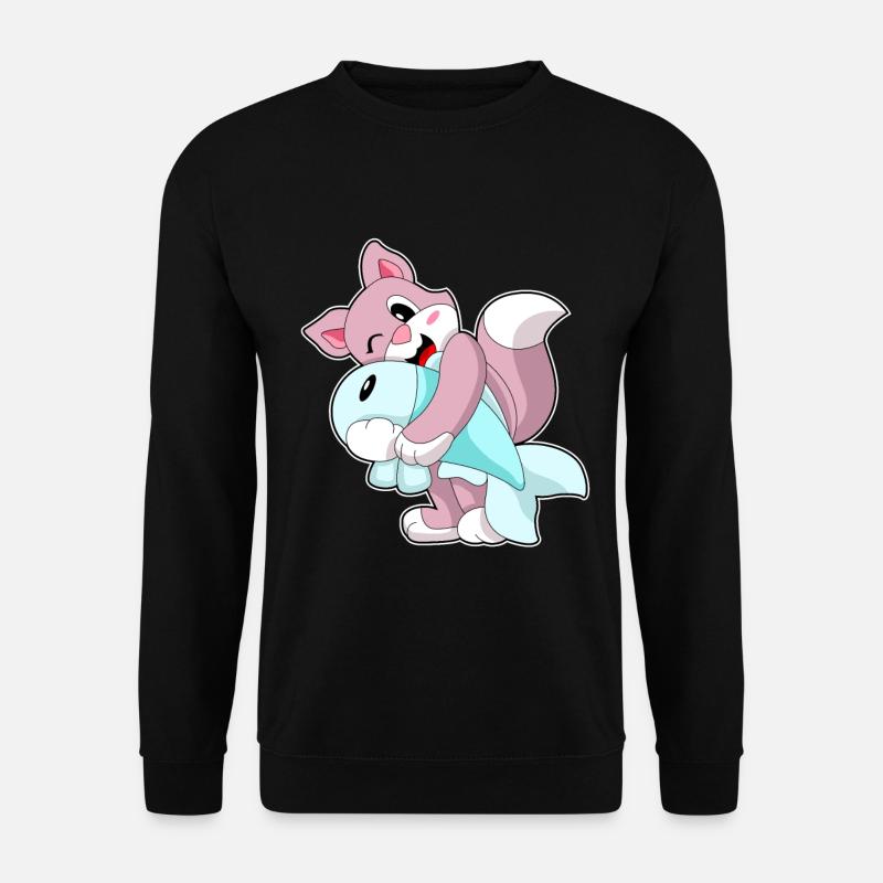 Katze Fisch - Unisex Pullover - Schwarz