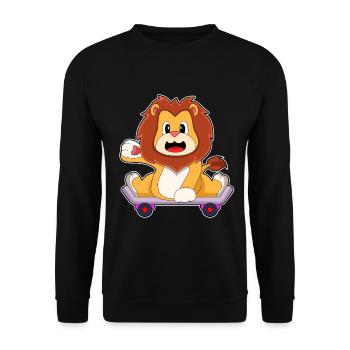 Lion Skater Skateboard - Unisex Sweatshirt - black - Front - Alina (178cm) & Michal (187cm)