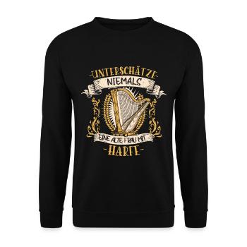 Harfe Harfenistin Musikerin Musik Geschenk - Unisex Pullover - Schwarz - Vorne - Alina (178cm) & Michal (187cm)