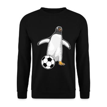 Pinguin Fußballspieler Fußball - Unisex Pullover - Schwarz - Vorne - Alina (178cm) & Michal (187cm)