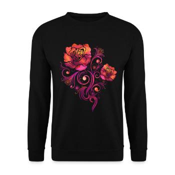 Fleurs Heureuses Aquarelle Roses - Sweat-shirt Unisexe - noir - Devant - Alina (178cm) & Michal (187cm)