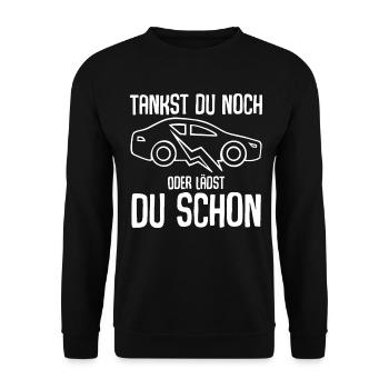 E-Auto Elektroauto - Unisex Pullover - Schwarz - Vorne - Alina (178cm) & Michal (187cm)