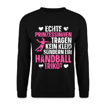 Handball Handballerin Frauen Handball - Unisex Pullover - Schwarz - Vorne - Alina (178cm) & Michal (187cm)