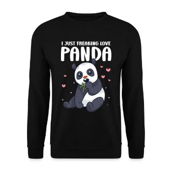 I Freaking Love Panda – Cute Panda Love - Unisex Sweatshirt - black - Front - Alina (178cm) & Michal (187cm)