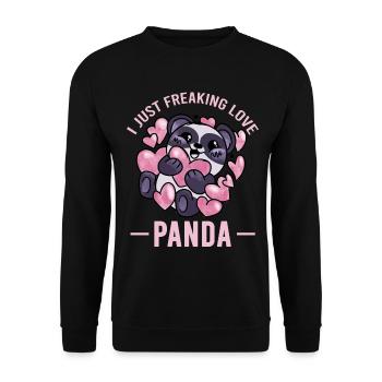 I Freaking Love Panda – Cute Panda Hearts - Unisex Sweatshirt - black - Front - Alina (178cm) & Michal (187cm)