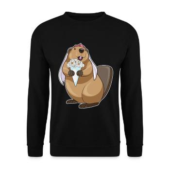 Beaver Bride Flowers Wedding - Unisex Sweatshirt - black - Front - Alina (178cm) & Michal (187cm)