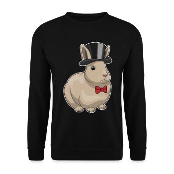 Hase Bräutigam Zylinder Hochzeit - Unisex Pullover - Schwarz - Vorne - Alina (178cm) & Michal (187cm)