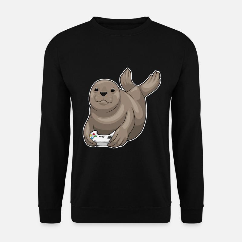 Seehund Gamer Controller - Unisex Pullover - Schwarz