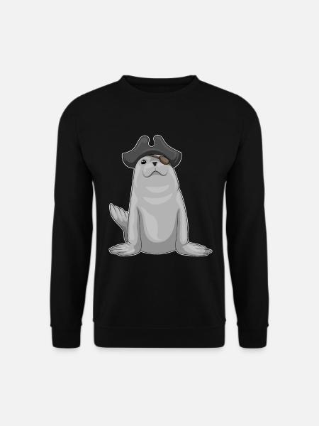 Seehund Pirat Augenklappe - Unisex Pullover - Schwarz
