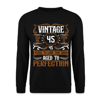 45th Birthday Vintage Retro - Unisex Sweatshirt - black - Front - Alina (178cm) & Michal (187cm)