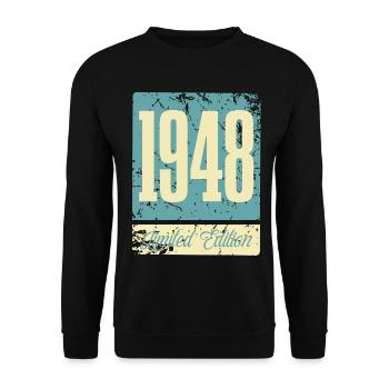 1948 Anniversaire de naissance Année de naissance - Sweat-shirt Unisexe - noir - Devant - Alina (178cm) & Michal (187cm)