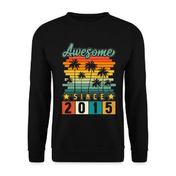 2015 Geboren Geburtstag Geburtsjahr Vintage - Unisex Pullover - Schwarz - Vorne - Alina (178cm) & Michal (187cm)